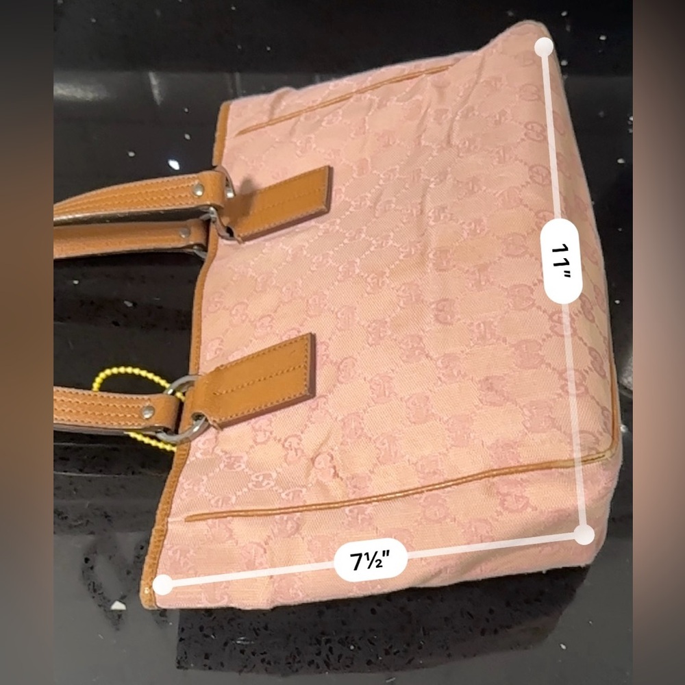 Authentic Women’s Pink Gucci double G Monogram Purse Small Tote - Picture 14 of 14